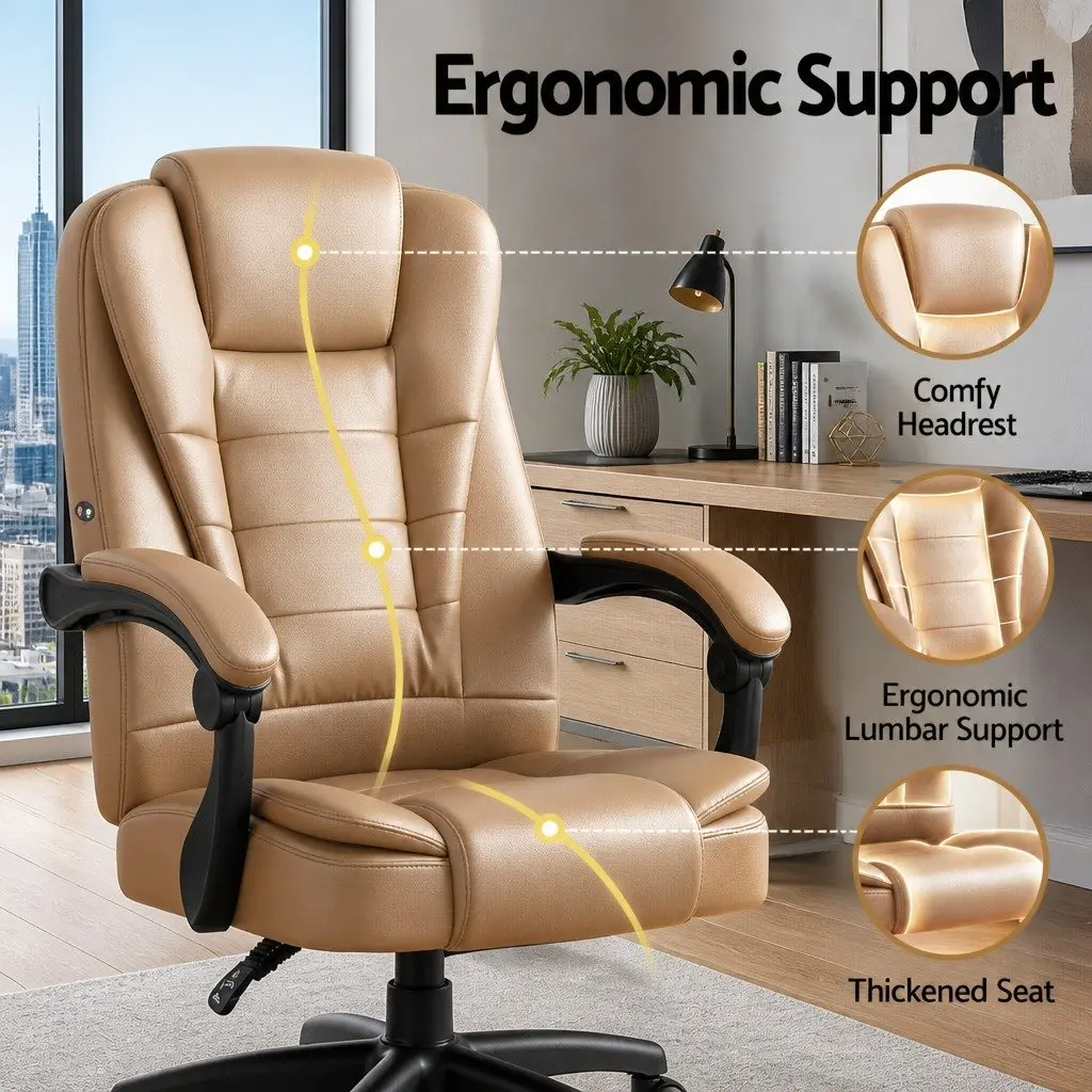 Massage Chair High Back Two-Zone Vibration Espresso PU Leather