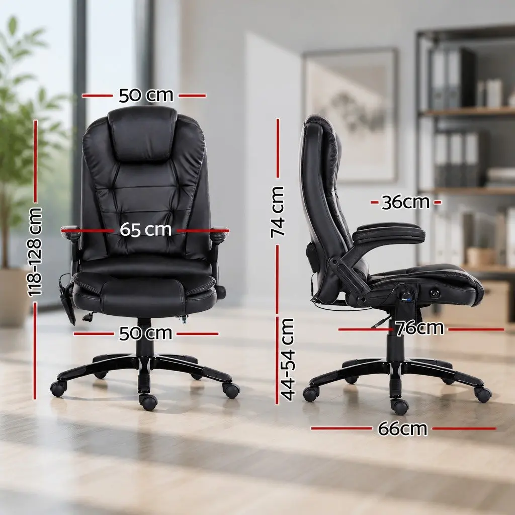 Massage Chair High Back Heated Seat 8 Point Vibration PU Black