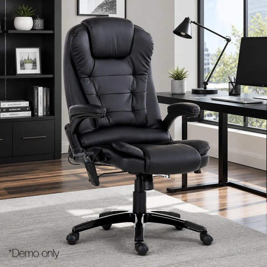 Massage Chair High Back Heated Seat 8 Point Vibration PU Black