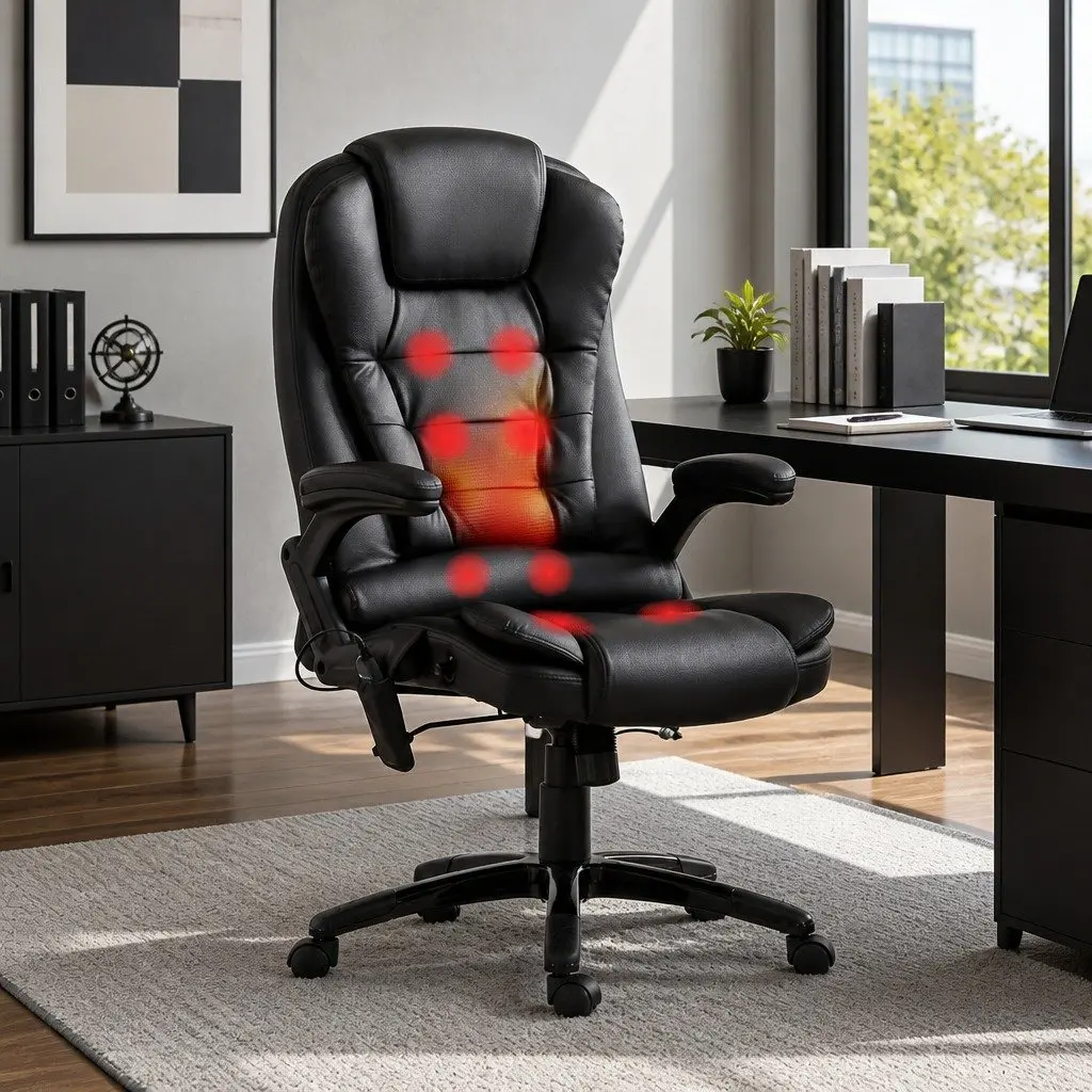 Massage Chair High Back Heated Seat 8 Point Vibration PU Black