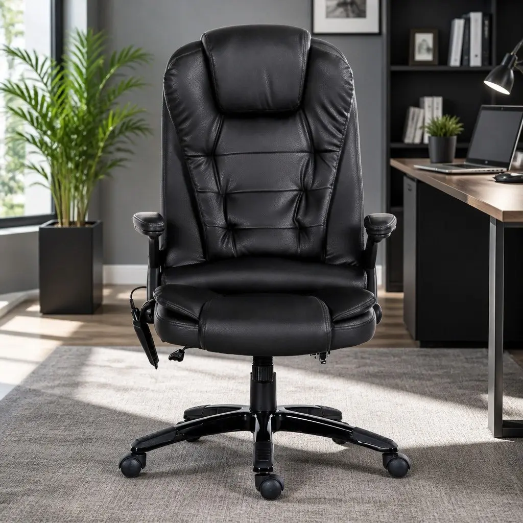 Massage Chair High Back Heated Seat 8 Point Vibration PU Black