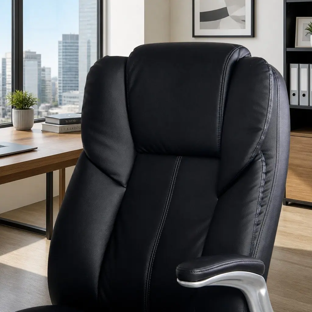 Massage Office Chair 8 Point Vibration High Back PU Leather Black