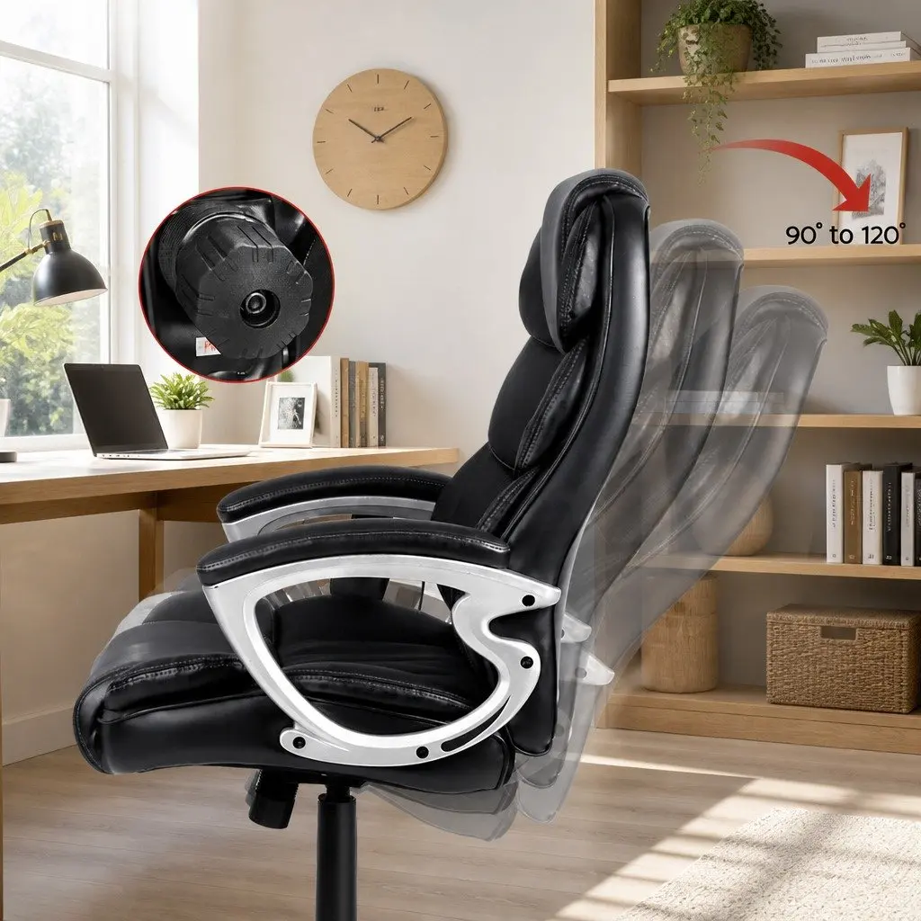 Heated Massage Chair Executive High Back PU Leather Black 8 Point