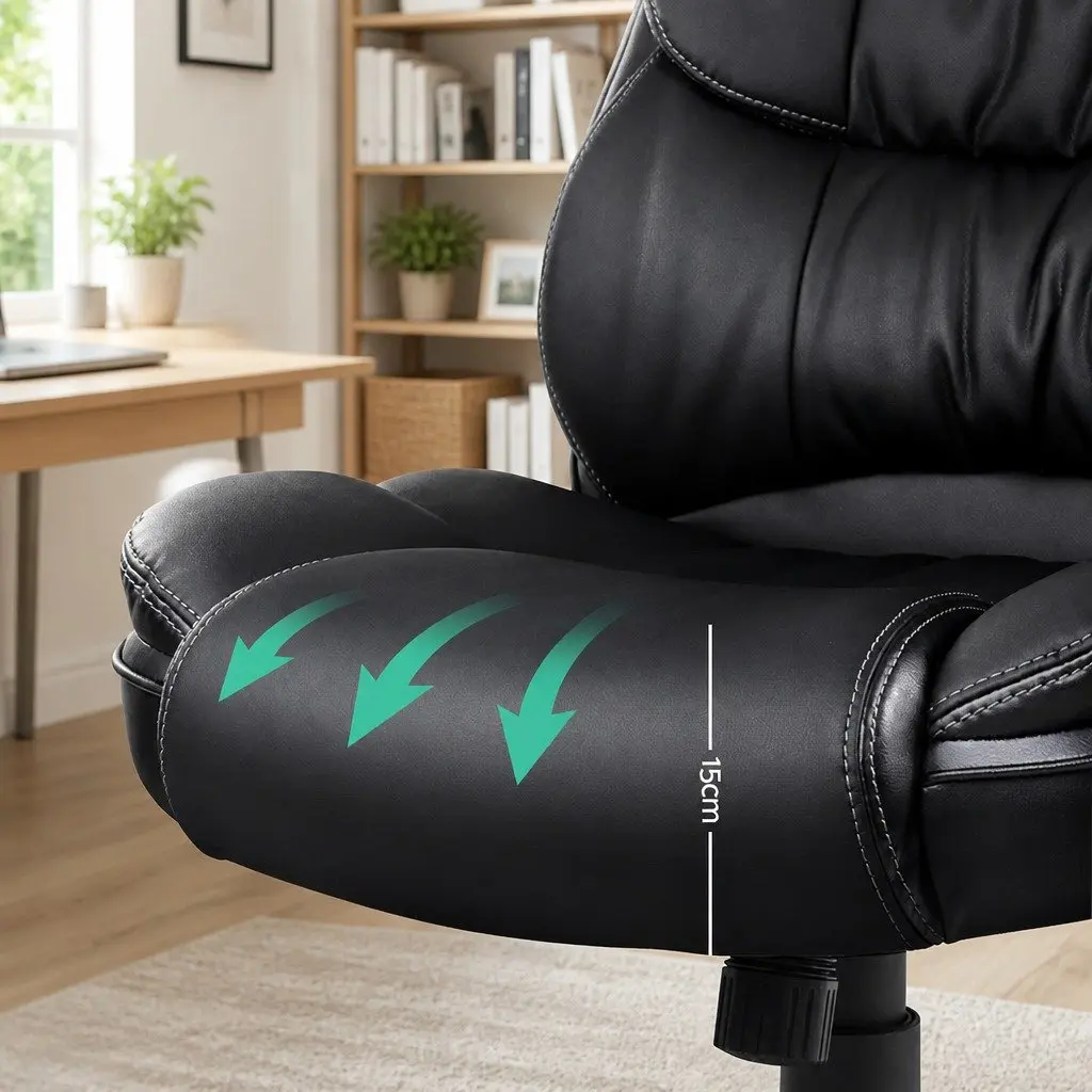 Heated Massage Chair Executive High Back PU Leather Black 8 Point
