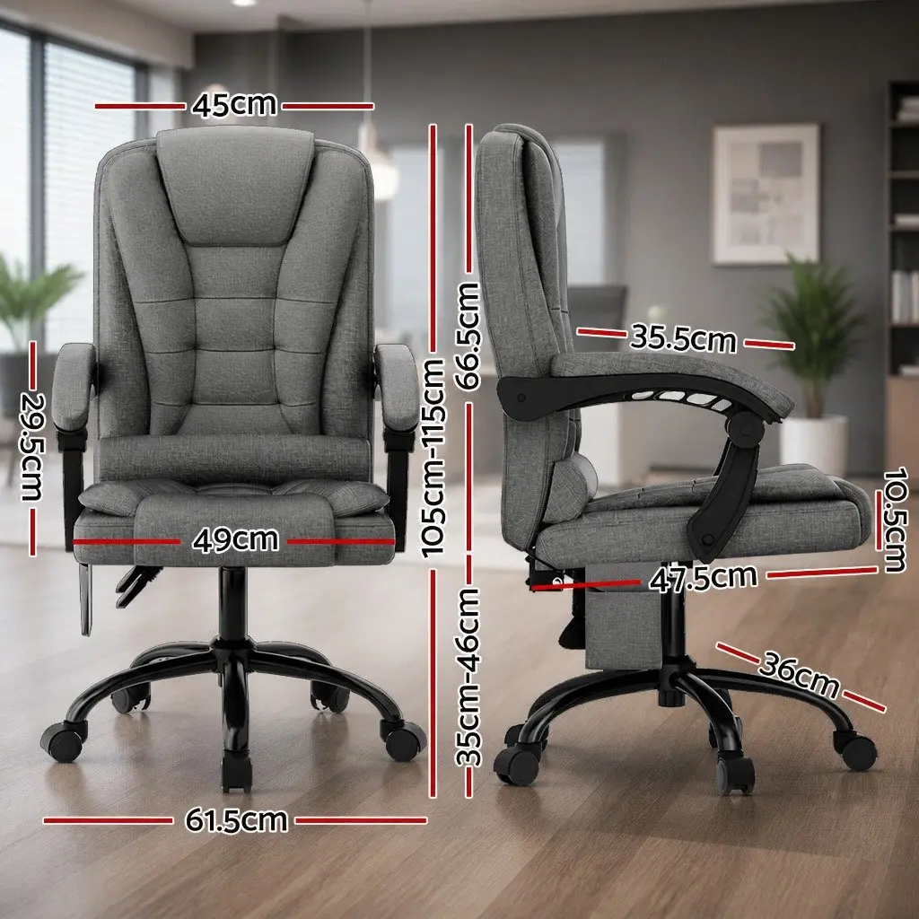 Massage Chair 2 Point Vibration Grey High Back Fabric