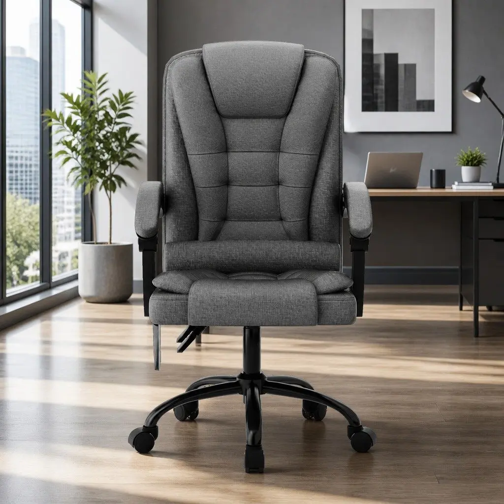 Massage Chair 2 Point Vibration Grey High Back Fabric