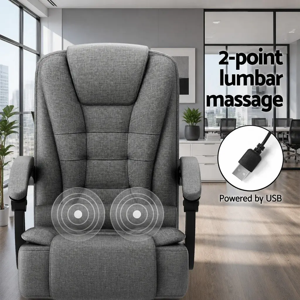 Massage Chair 2 Point Vibration Grey High Back Fabric