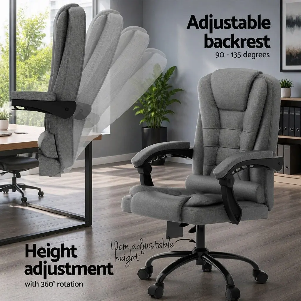 Massage Chair 2 Point Vibration Grey High Back Fabric