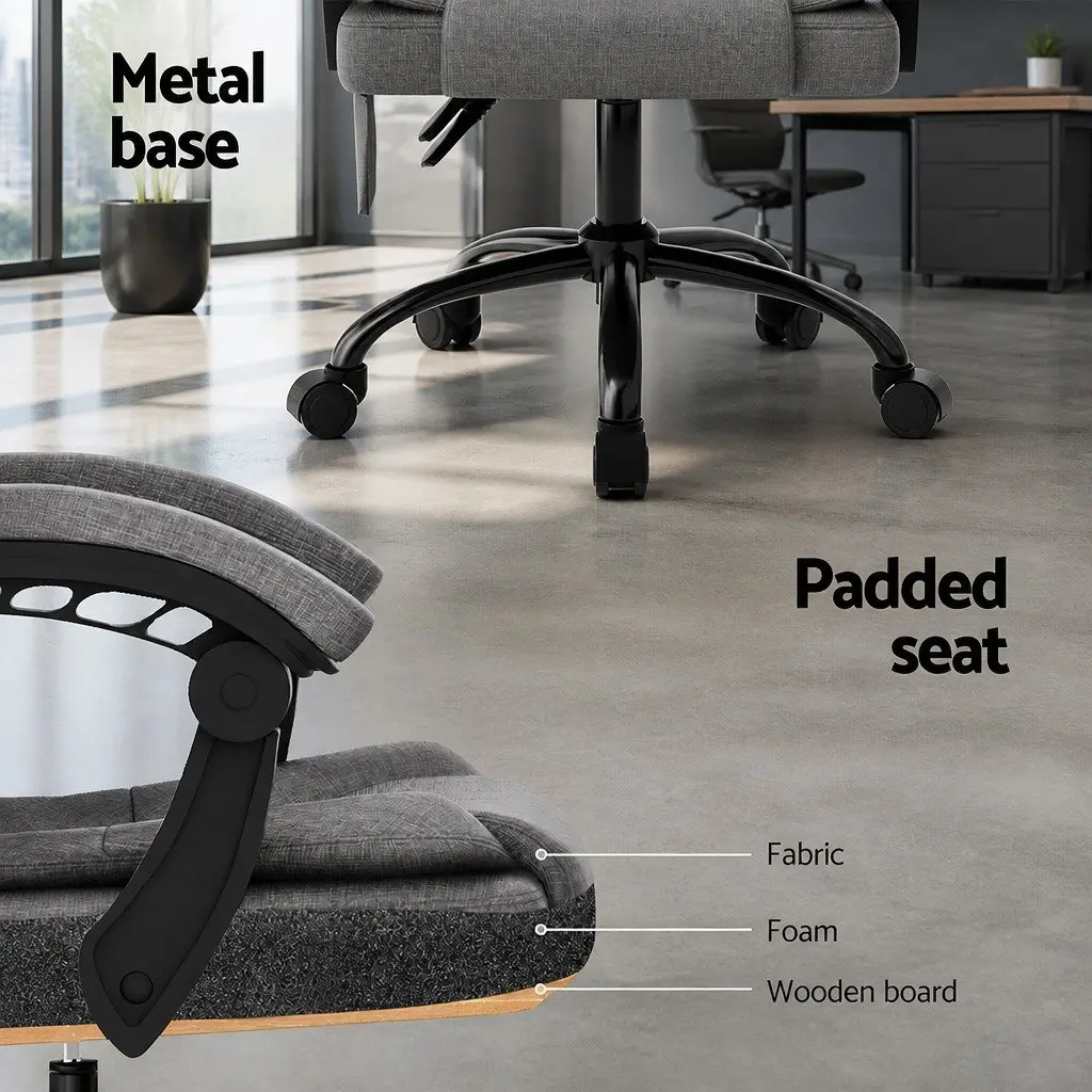 Massage Chair 2 Point Vibration Grey High Back Fabric