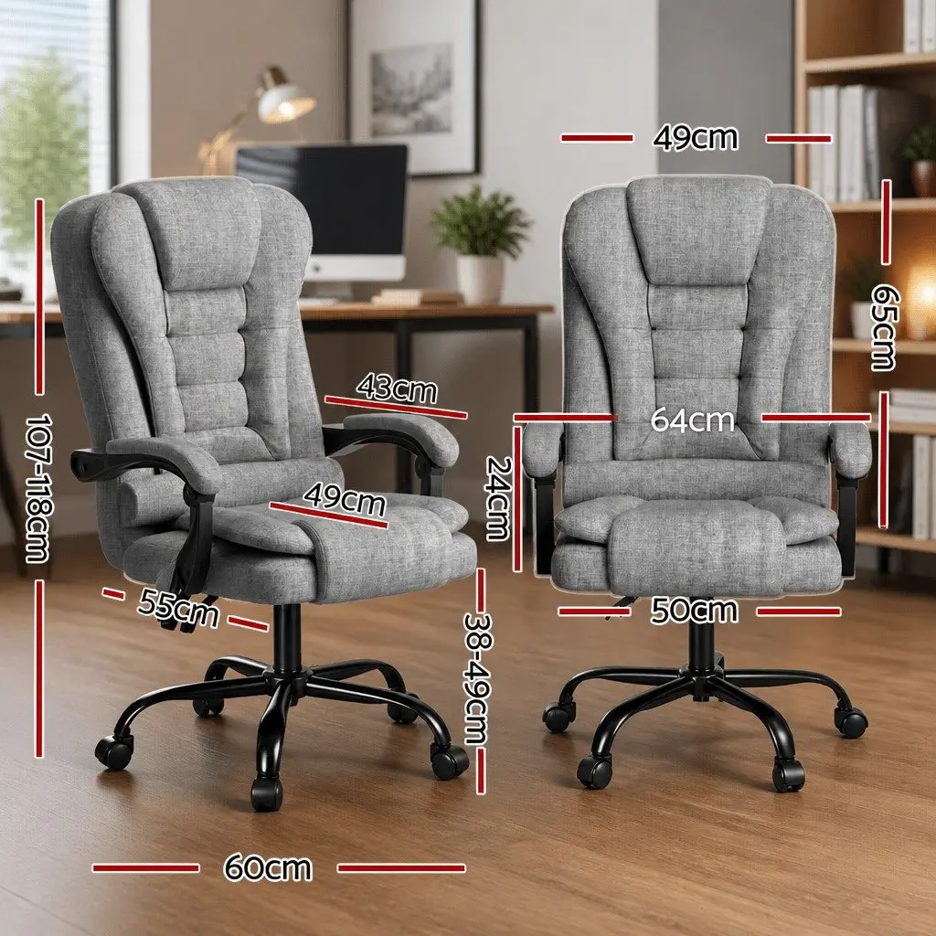 Executive Office Chair Massage 4-Point Grey Ergonomic Adjustable Recline Swivel