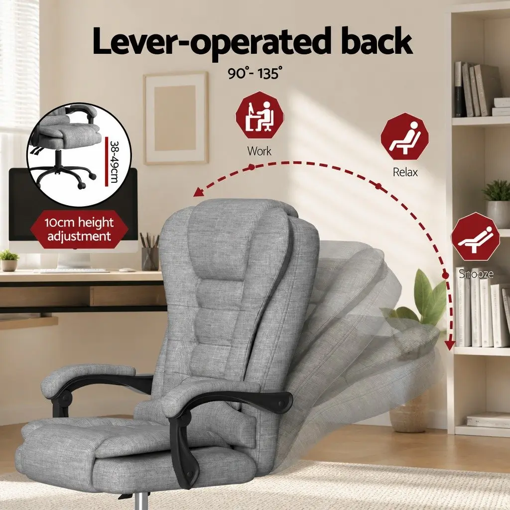 Executive Office Chair Massage 4-Point Grey Ergonomic Adjustable Recline Swivel