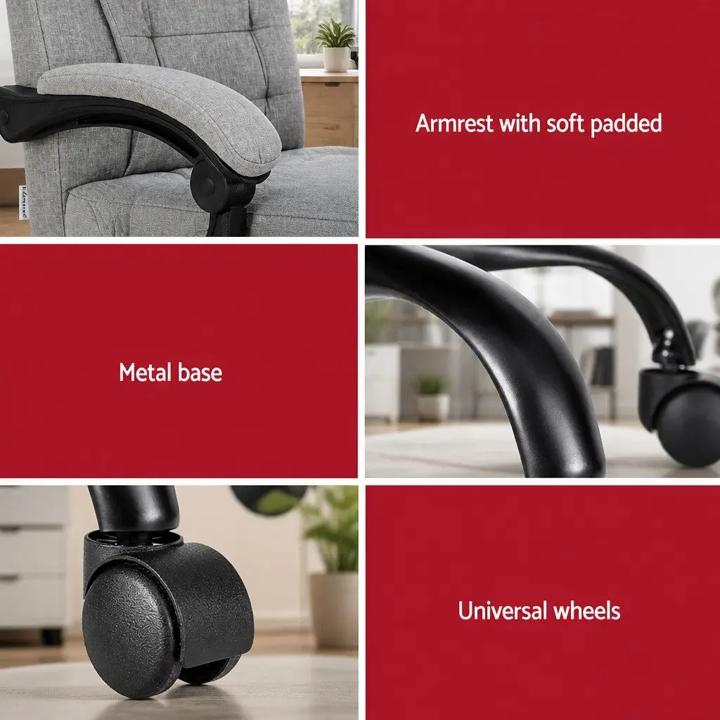 Executive Office Chair Massage 4-Point Grey Ergonomic Adjustable Recline Swivel