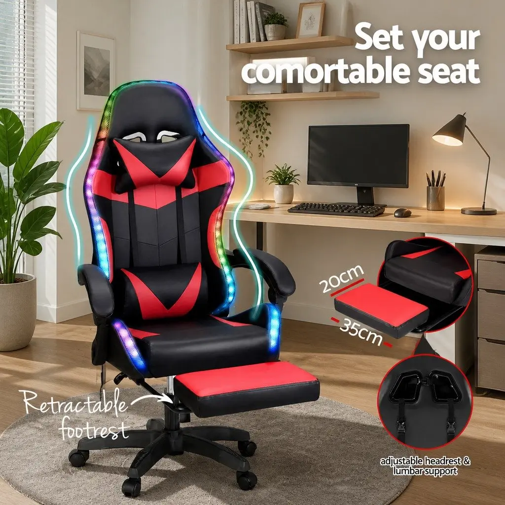 Massage Chair Ergonomic 6 Point Vibration Red Black