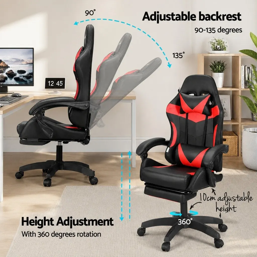 Massage Chair Ergonomic 6 Point Vibration Red Black