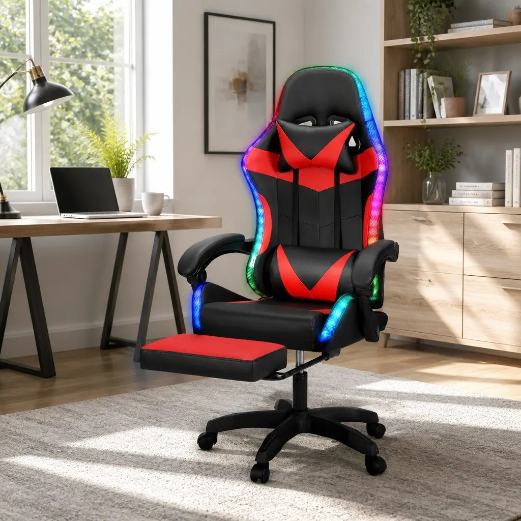 Massage Chair Ergonomic 6 Point Vibration Red Black