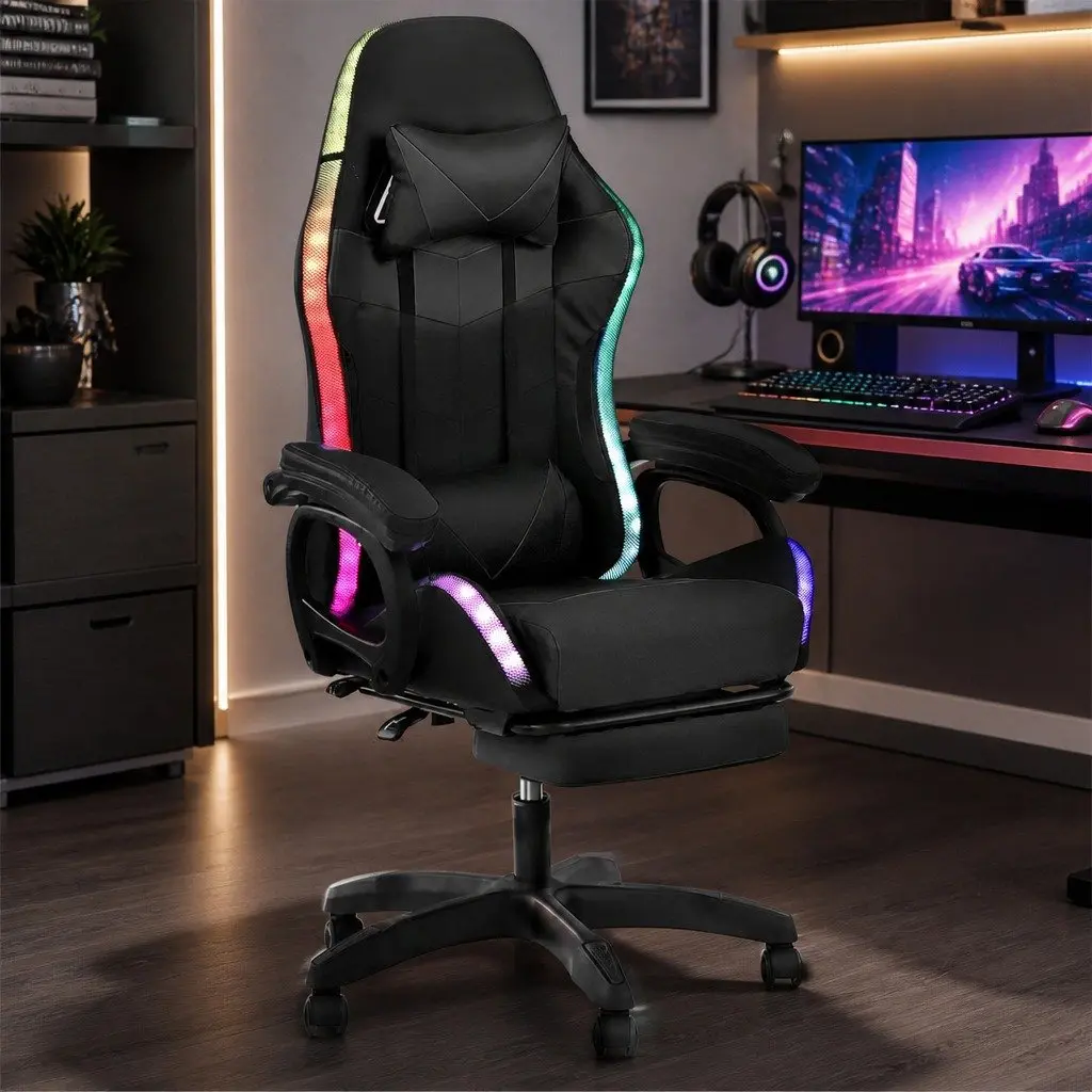 Gaming Chair with RGB and Footrest