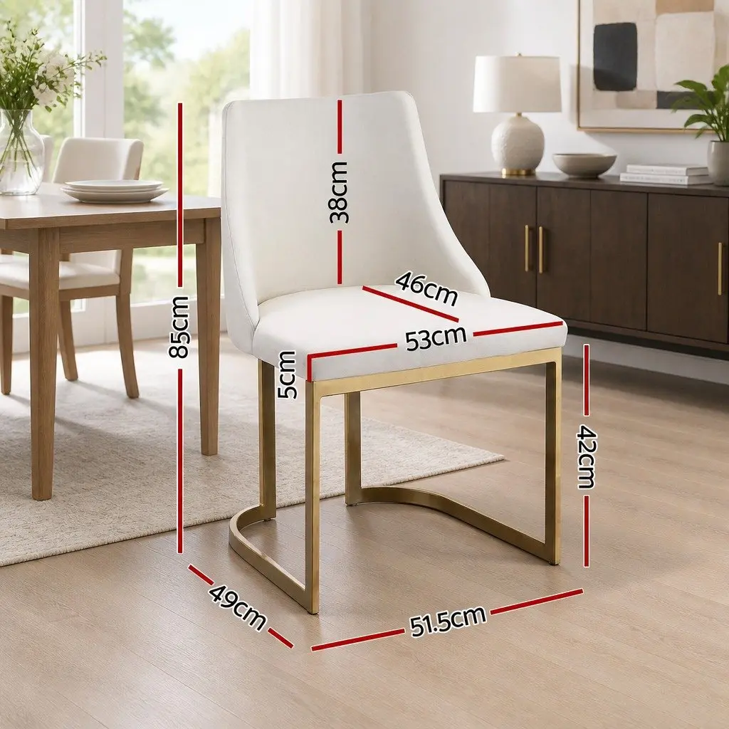 Padded Seat Beige Linen Fabric Dining Chairs Kitchen Furniture Set of 2