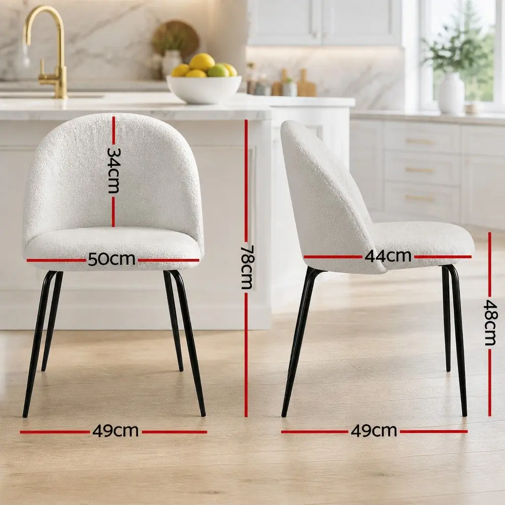 Dining Chairs Modern White Sherpa Boucle 4 Piece