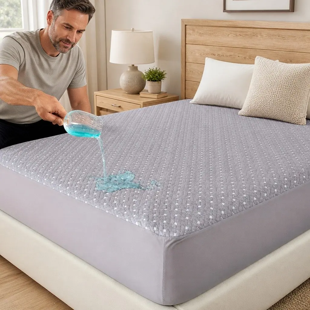 Mattress Protector Fitted Waterproof Bamboo Charcoal Queen Size Anti-Bacterial and Moisture-Wicking
