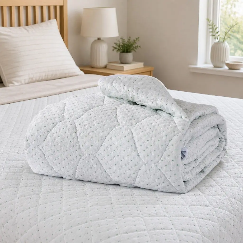 King Size Quilted Fitted Mattress Protector Bamboo Fibre Waterproof Top Layer