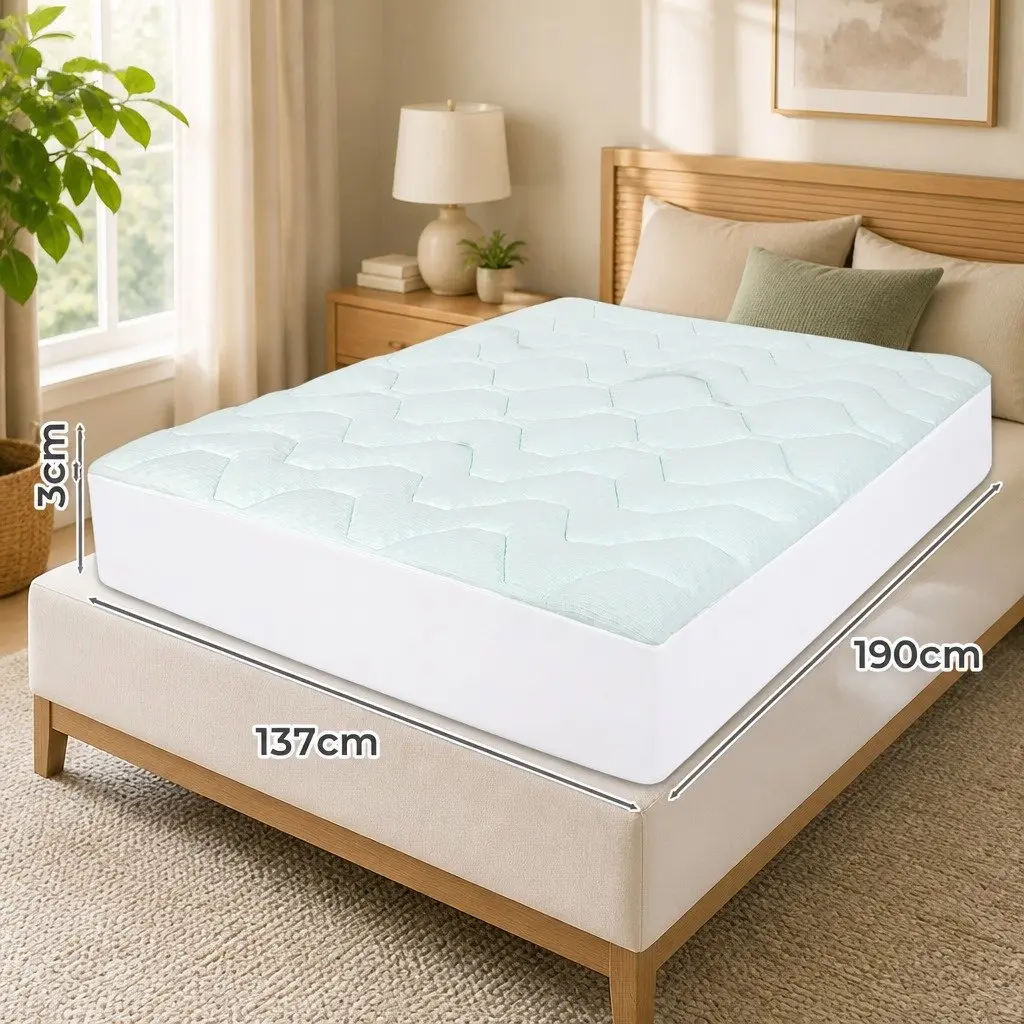 Double Mattress Topper Memory Foam 3cm Thick Cooling Bamboo Cover