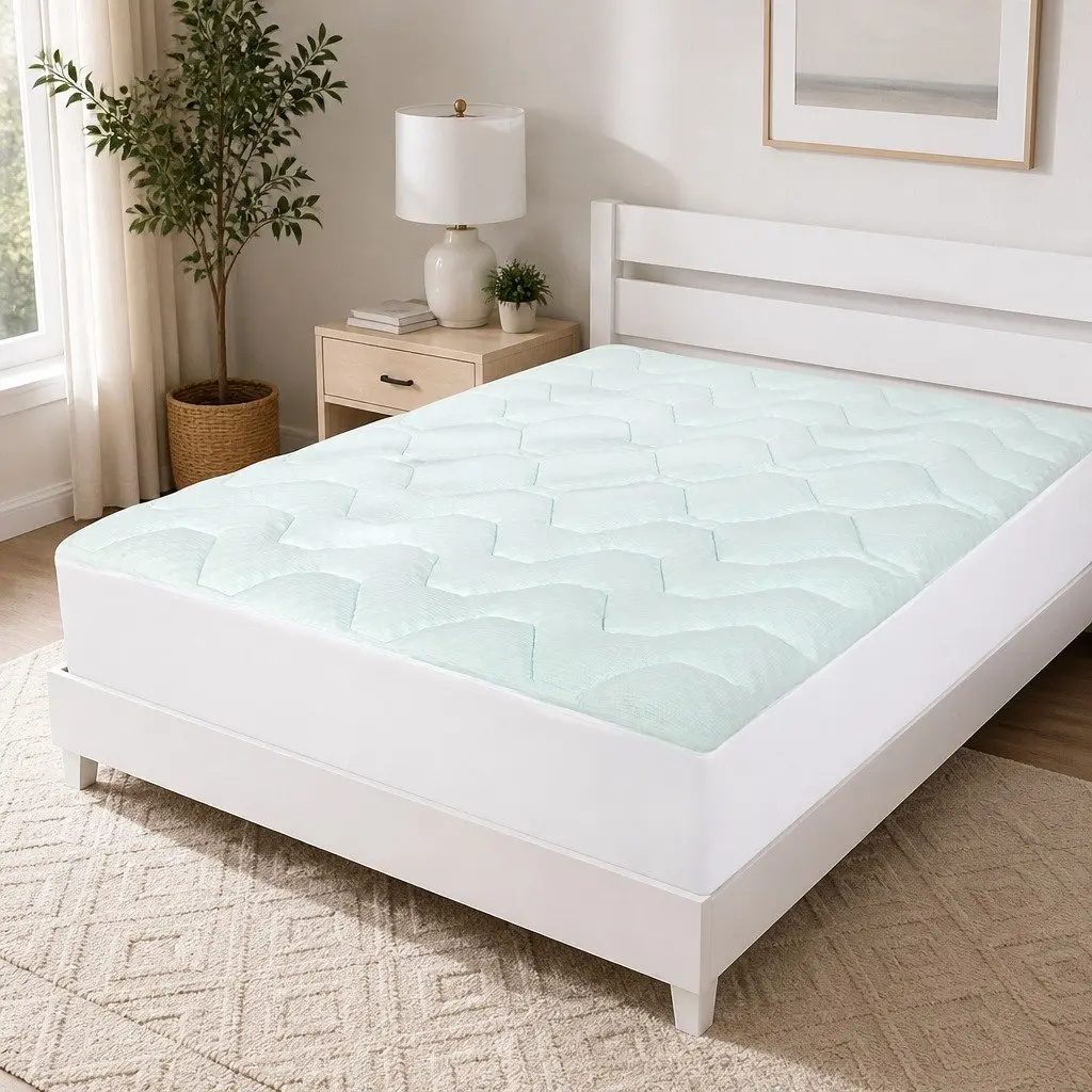 King Mattress Topper Memory Foam Bamboo Cover Cooling Pressure Relief 203cm x 183cm x 3cm