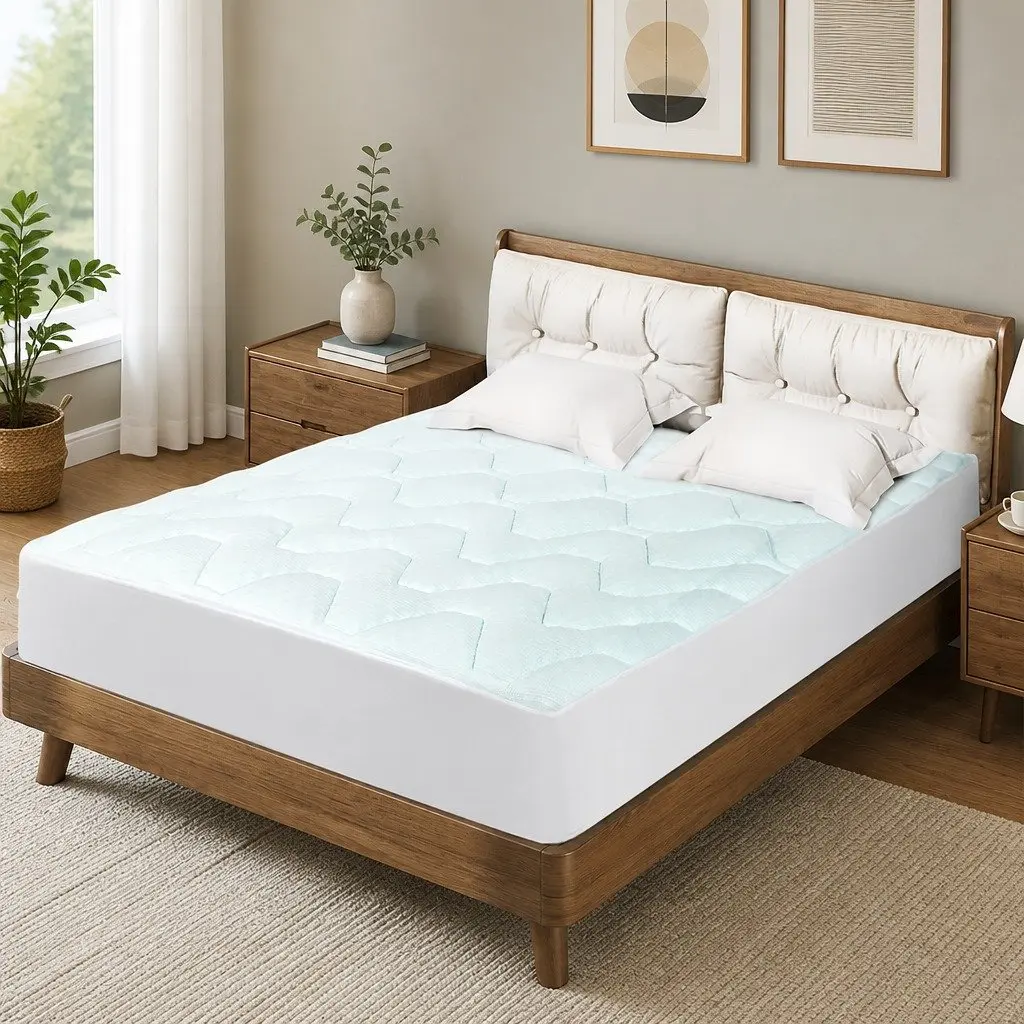 King Mattress Topper Memory Foam Bamboo Cover Cooling Pressure Relief 203cm x 183cm x 3cm