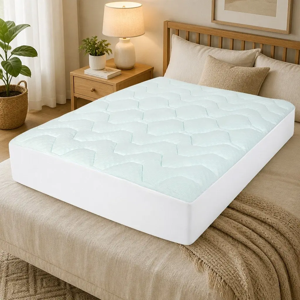 King Mattress Topper Memory Foam Bamboo Cover Cooling Pressure Relief 203cm x 183cm x 3cm