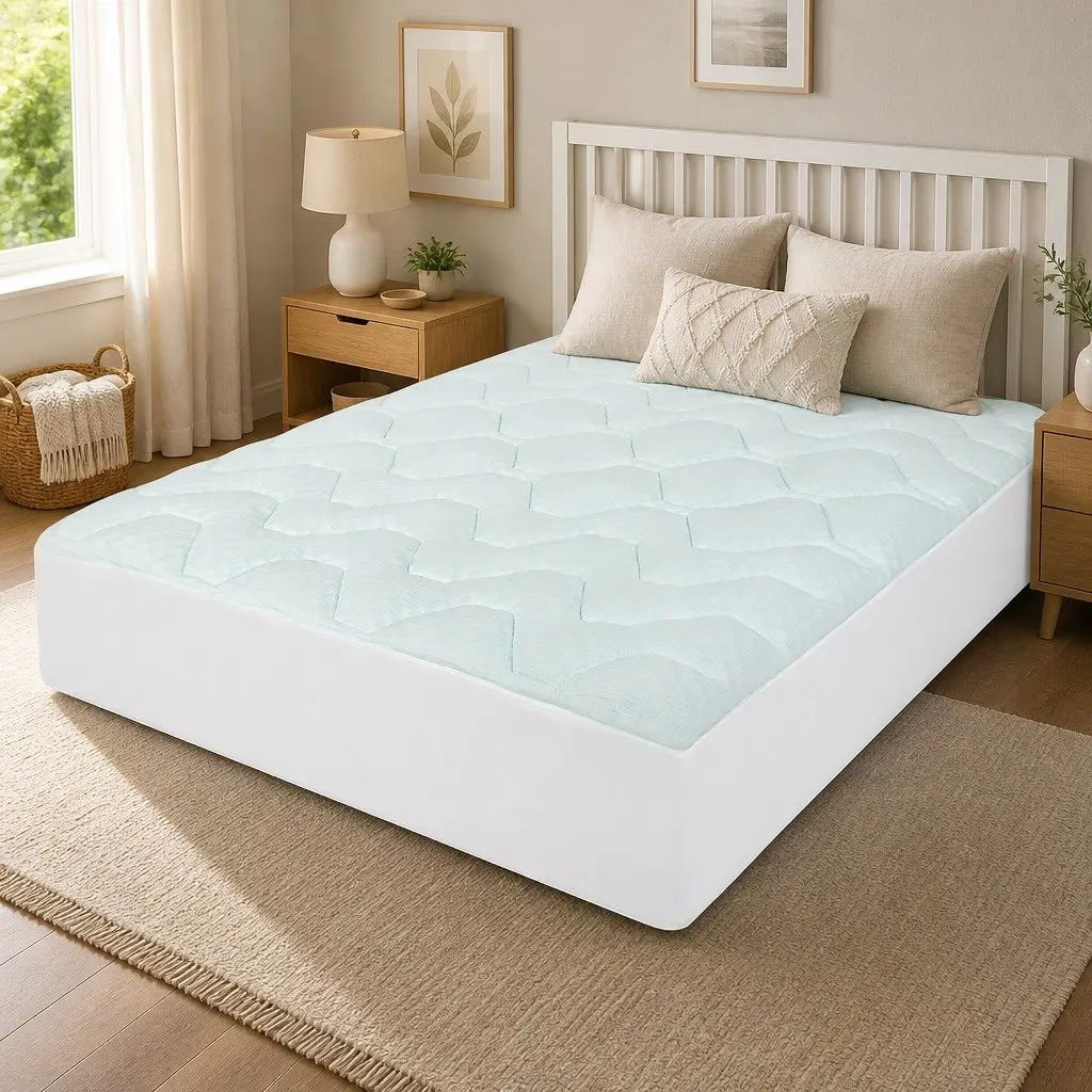 Memory Foam Queen Mattress Topper Egg-Crate Bamboo Cover 3cm Thick