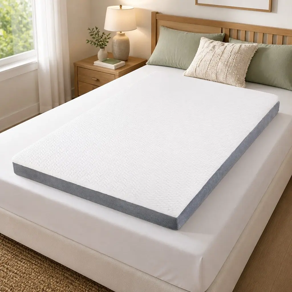 Memory Foam Mattress Topper Dual Layer Double Size Anti-Slip Removable Washable
