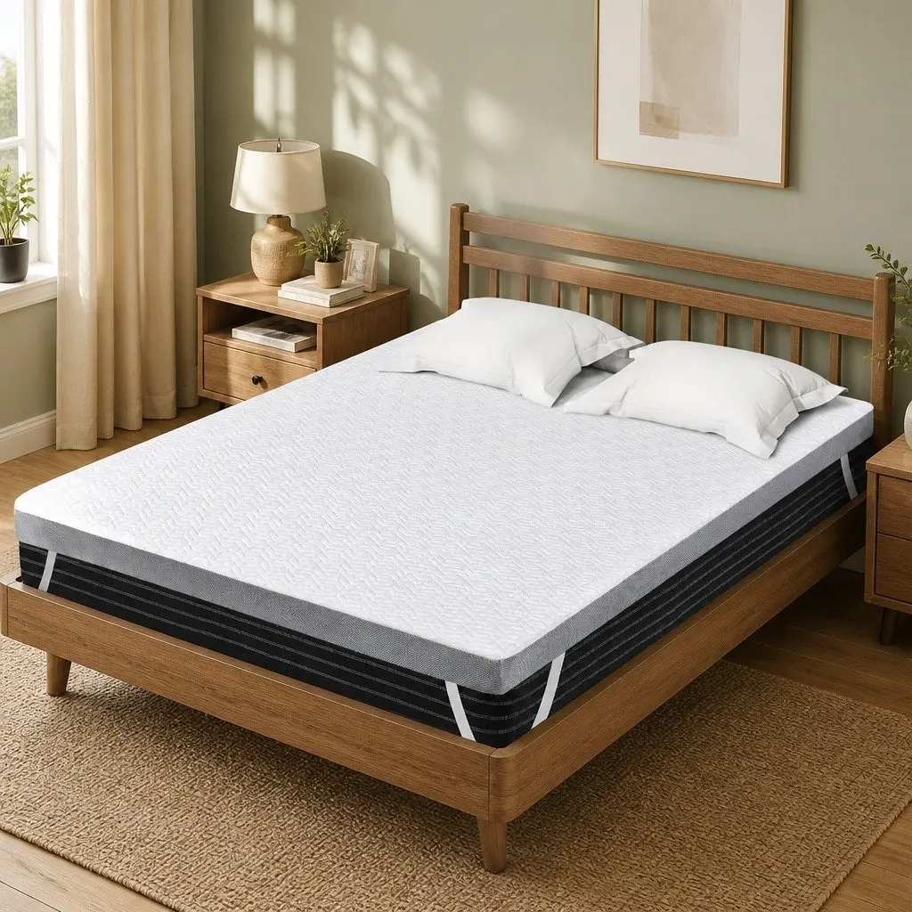 Memory Foam Mattress Topper Dual Layer Double Size Anti-Slip Removable Washable