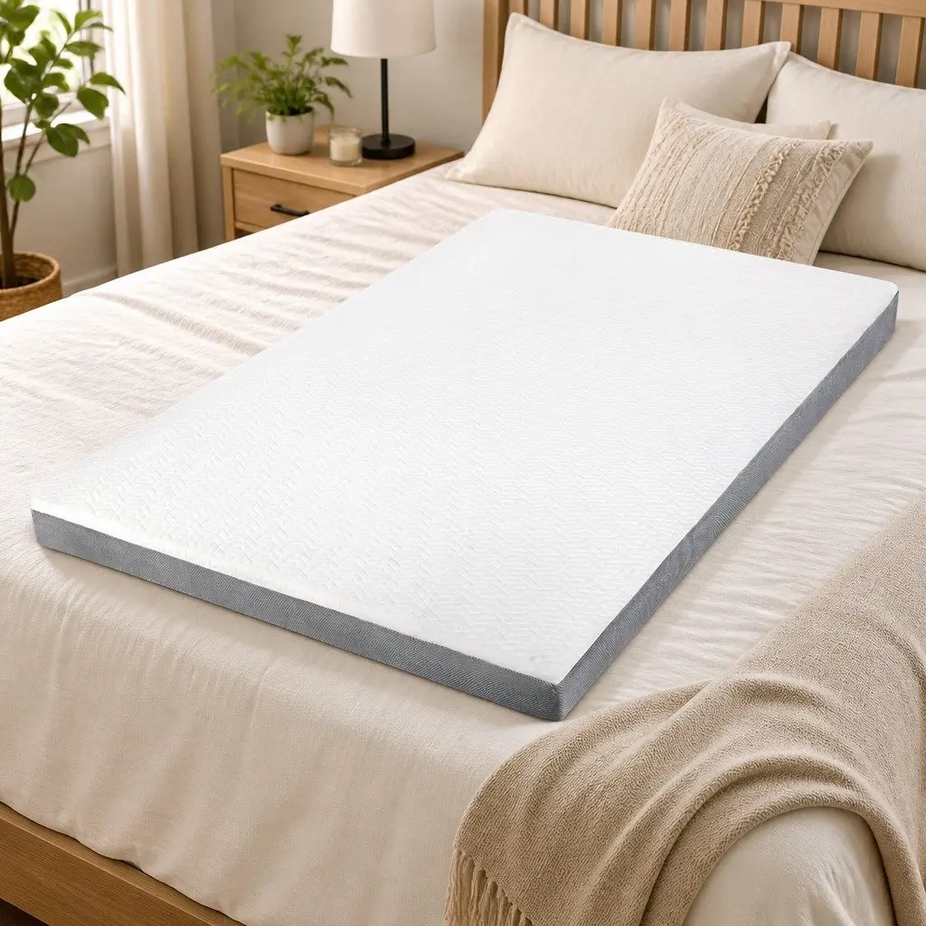Memory Foam Mattress Topper Dual Layer Double Size Anti-Slip Removable Washable
