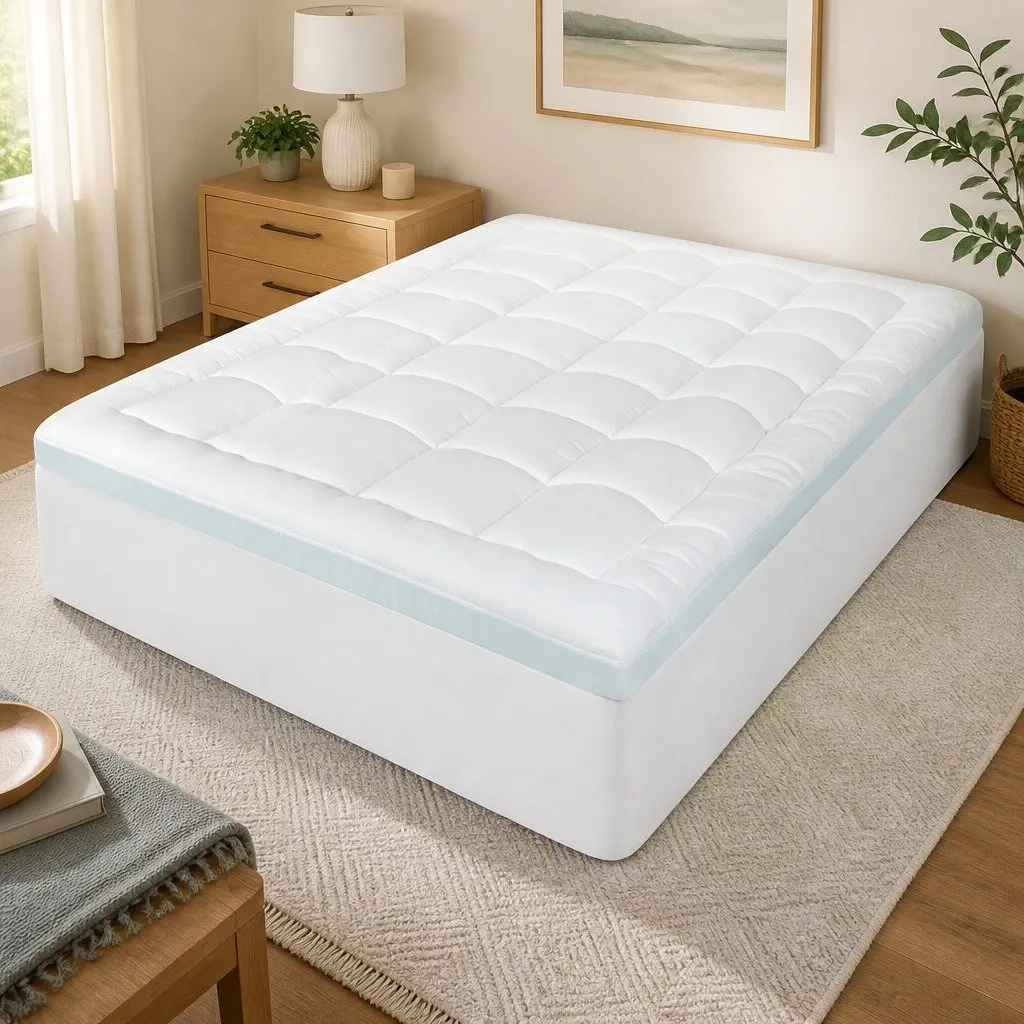Gel Memory Foam Mattress Topper 8cm Double Size Cooling Pressure Relief