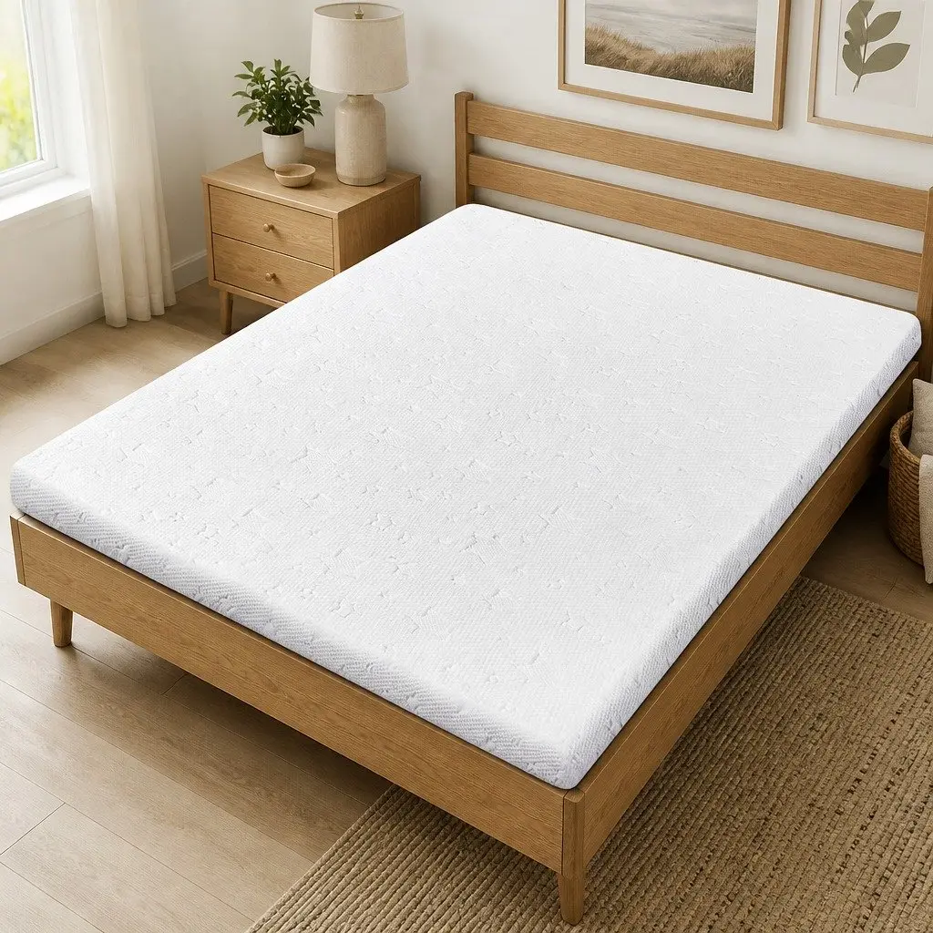Memory Foam Mattress Topper Dual-Layer Cooling Gel Bamboo Charcoal Double Bed 190cm L x 137cm W x 5cm H