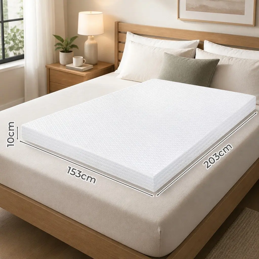 Memory Foam Mattress Topper Dual-Layer Gel Cooling Bamboo Charcoal 10cm Queen