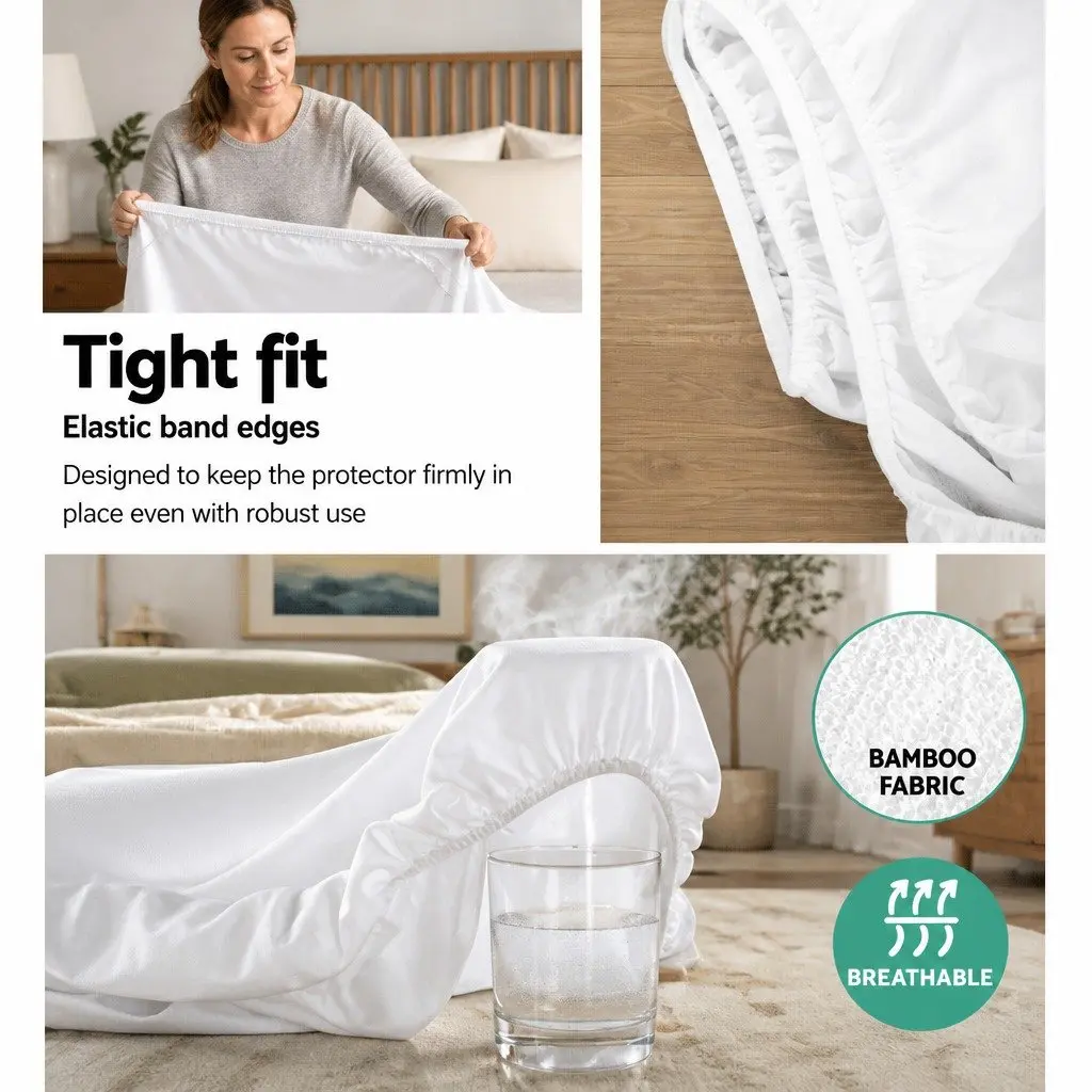 Waterproof Mattress Protector Bamboo Fabric King Size