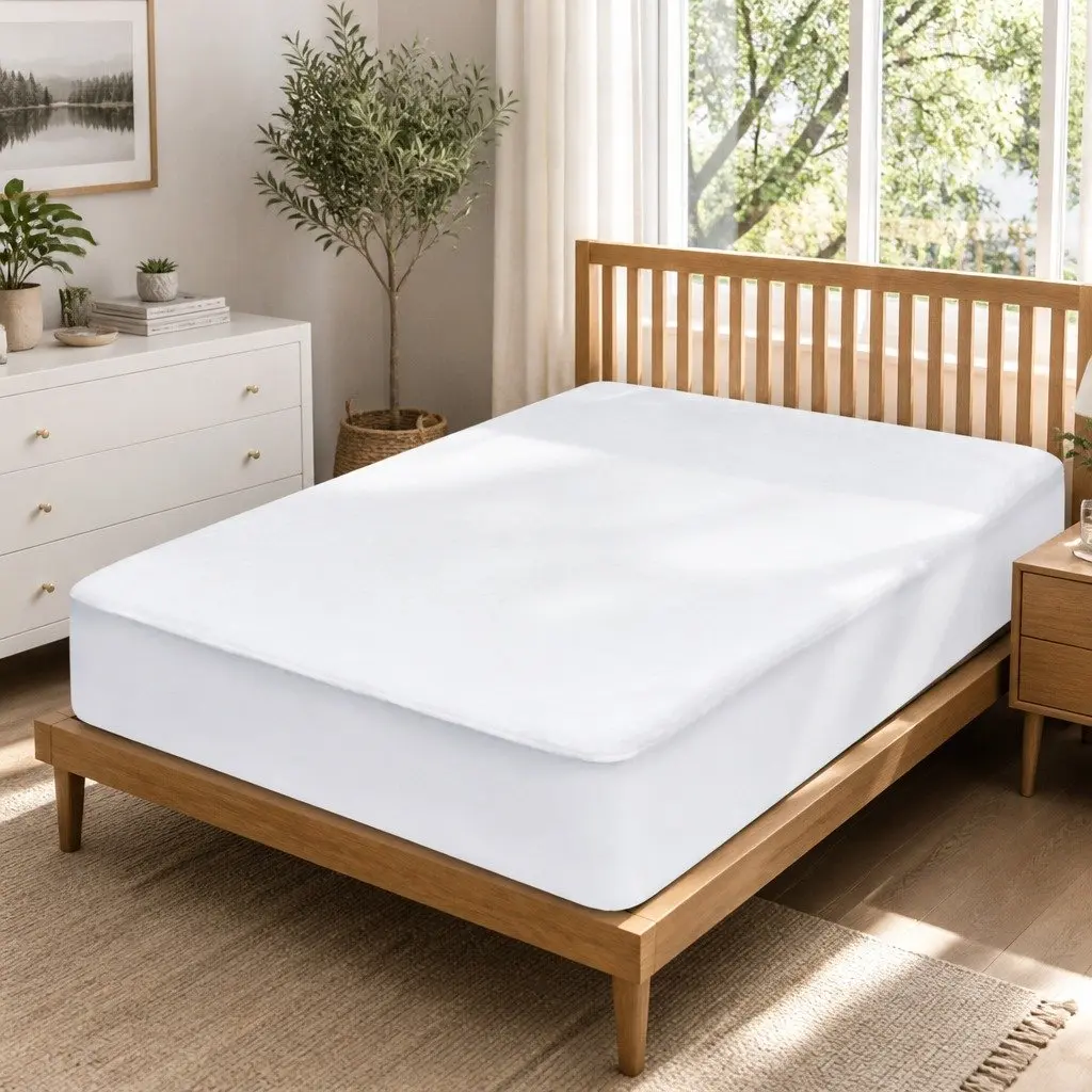 Single Mattress Protector Bamboo Fabric Waterproof Deep Fitted Cover