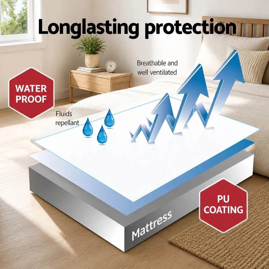 Single Mattress Protector Bamboo Fabric Waterproof Deep Fitted Cover