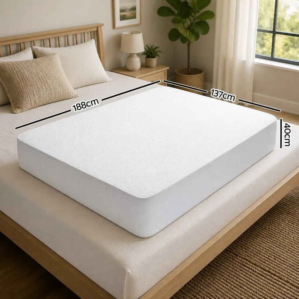 Bamboo Double Mattress Protector Waterproof Fitted Bed Cover 188cm x 137cm