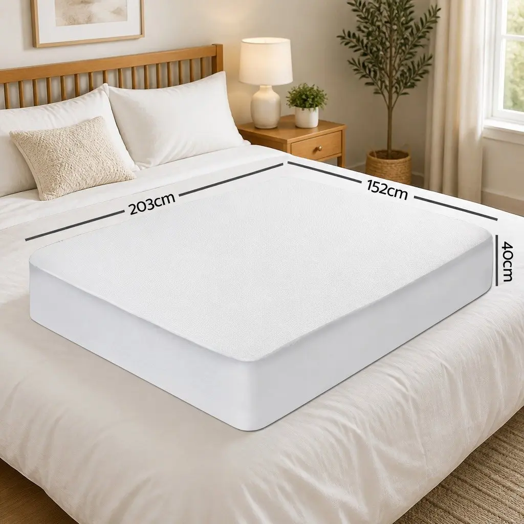 Queen Mattress Protector Bamboo Fabric Water-Resistant Fitted Bed Cover