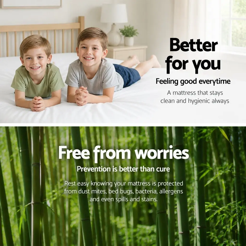 Queen Mattress Protector Bamboo Fabric Water-Resistant Fitted Bed Cover