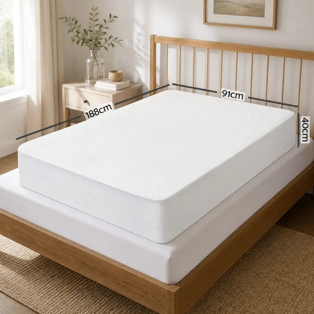 Mattress Protector Bamboo Fabric Water-Resistant Single Size
