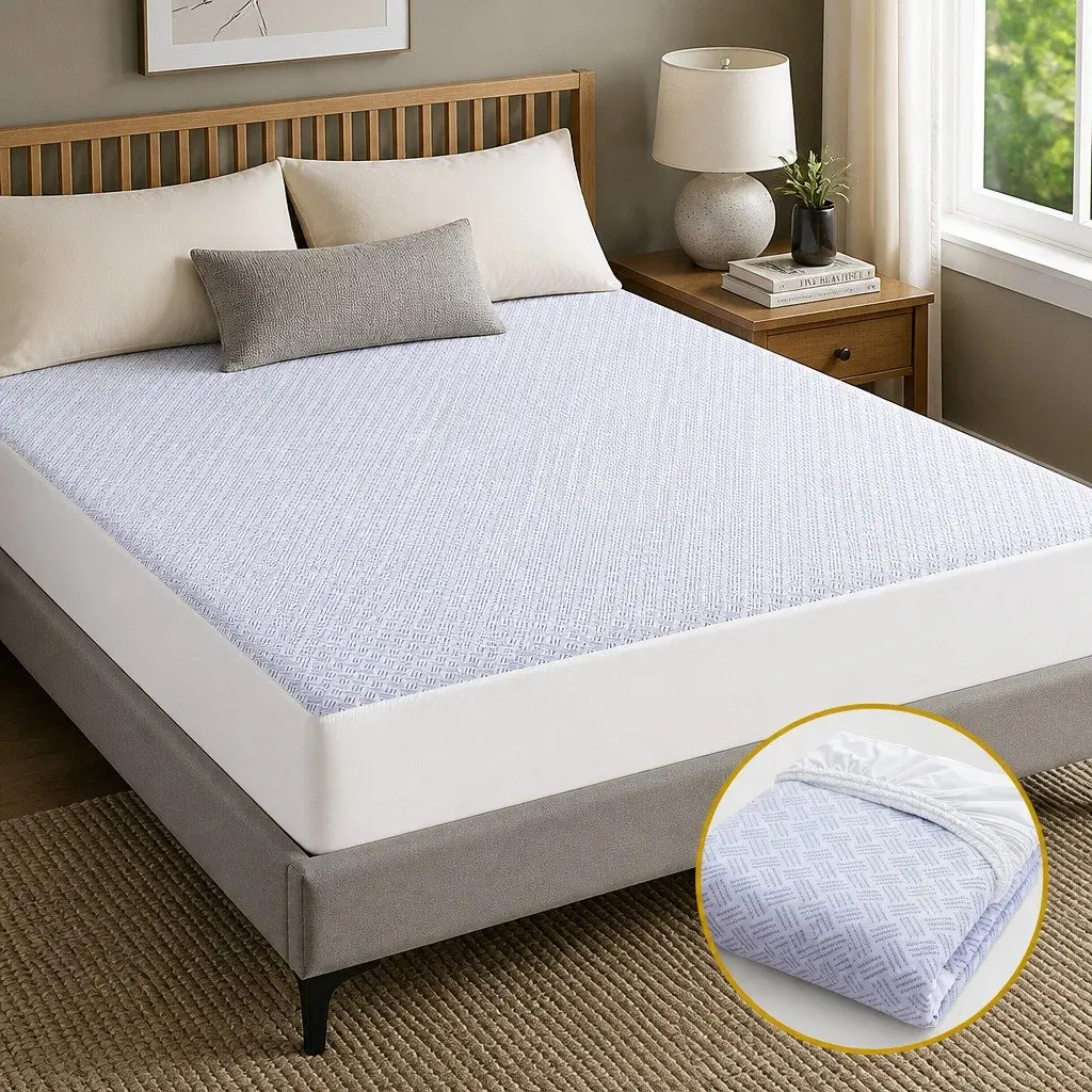 Cooling Mattress Protector Waterproof Deep Pocket Fitted Cover Double Size