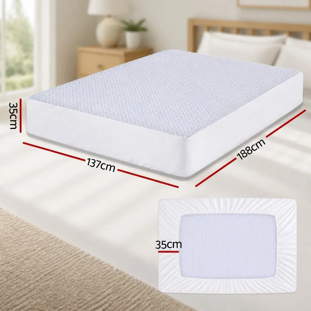 Cooling Mattress Protector Waterproof Deep Pocket Fitted Cover Double Size