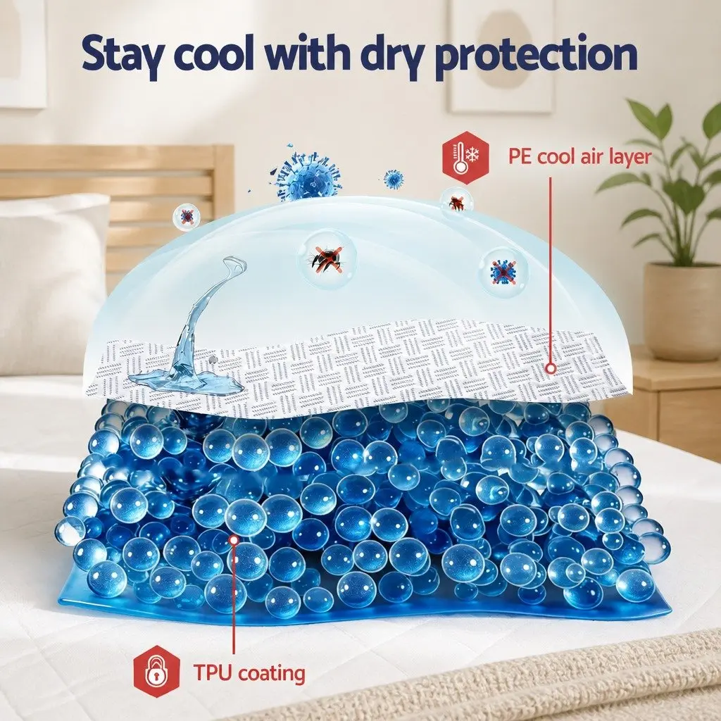 Cooling Mattress Protector Waterproof Deep Pocket Fitted Cover Double Size
