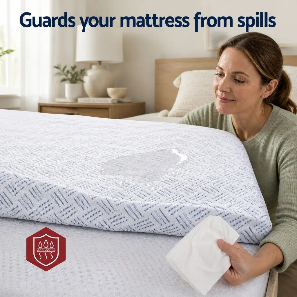 Cooling Mattress Protector Waterproof Deep Pocket Fitted Cover Double Size