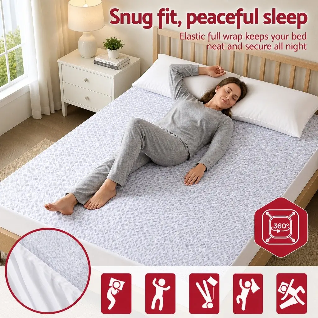 Cooling Mattress Protector Waterproof Deep Pocket Fitted Cover Double Size