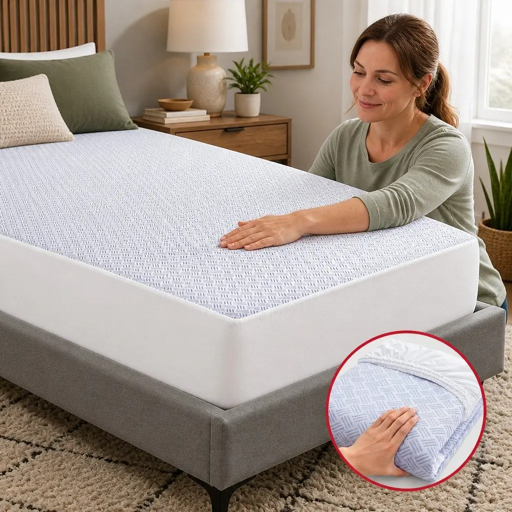 Mattress Protector Cooling Waterproof Deep Pocket Fitted Skirt King Size