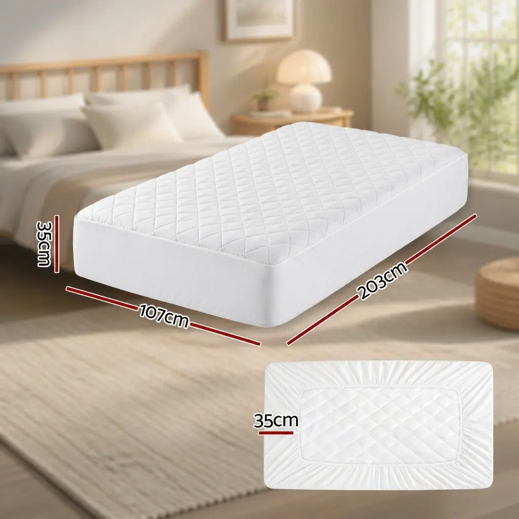 Waterproof Mattress Protector King Single Quilted Cotton Cover 40cm Deep Fitted