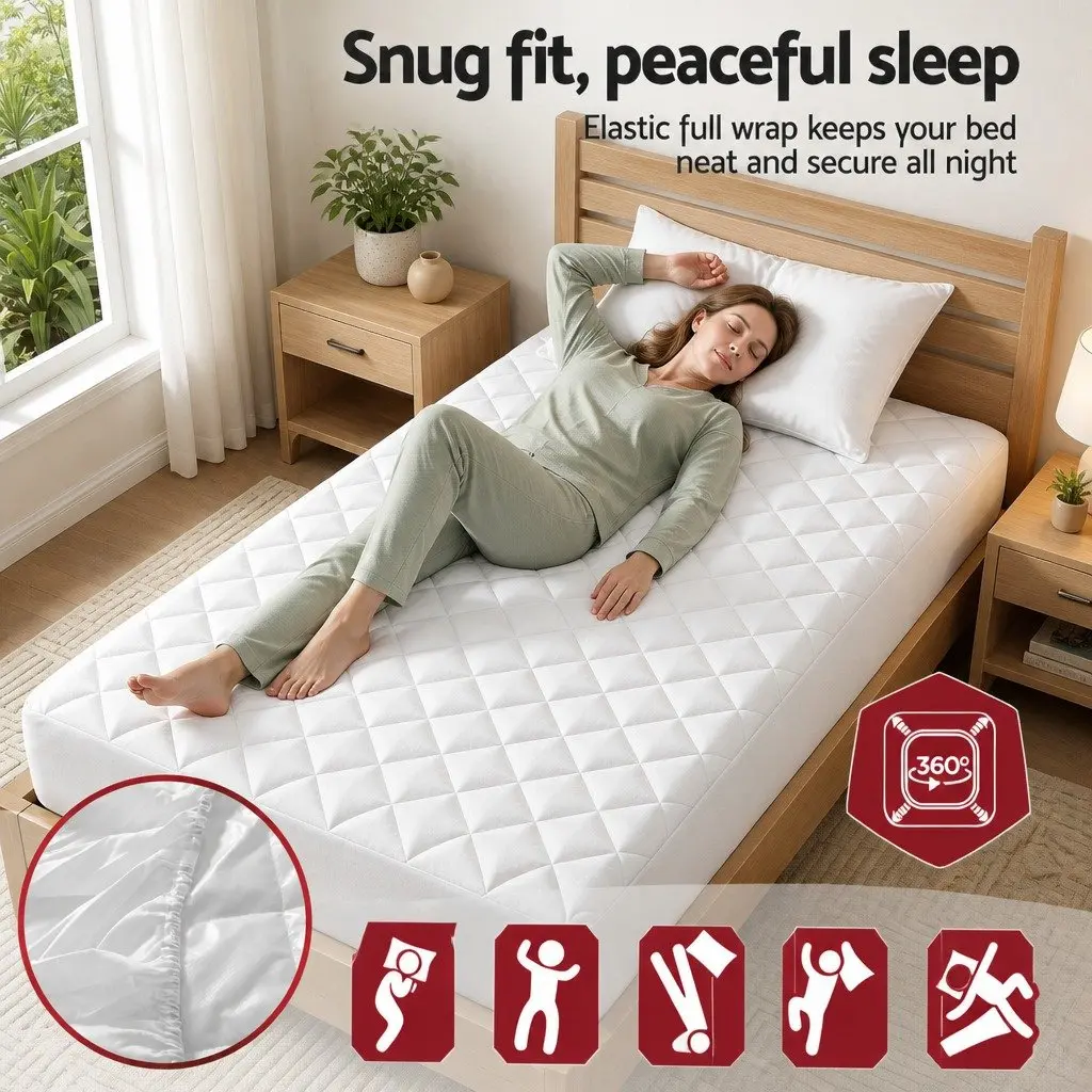 Waterproof Mattress Protector King Single Quilted Cotton Cover 40cm Deep Fitted